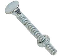Merriway BH04831 Bullone a Testa Tonda e Quadro Sottotesta con Dado, Finitura Zincata, M8, Bianco, Pack of 25, Set di 25 Pezzi
