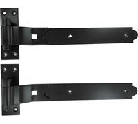 Merriway BH06852 - Cerniere resistenti per cancelli, con collo a gomito, 350 mm, confezione da 2, 35,6 cm, colore: Nero