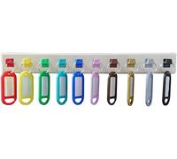 Merriway BH06981 - Portachiave da appendere alla parete, autoadesivo, con 10 etichette colorate in plastica