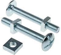 Merriway BH07603 - Bullone per tetti e dado in acciaio zincato lucido, M8 x 100 mm, colore: Argento