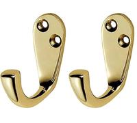 Merriway Bulk Hardware BH01321 Gancio Singolo Appendiabiti, Ottone Lucido, Bianco (Confezione da 2)