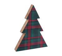 MERRY - ALBERELLO SAGOMA TARTAN VERDE ROSSO merry christmas idea regalo