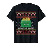 Merry And Bright: 2026 Dumpster Fire Funny Xmas Ugly Maglione Maglietta