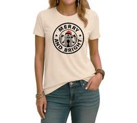 Merry and Bright | Christmas X-Mas - Maglietta da donna, naturale, XXL