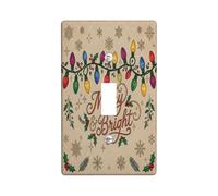 Merry And Bright Holiday Quote String Lights Christmas Toggle Switch Plate | Motivo fiocco di neve, bacche di agrifoglio, decorazione da parete invernale, accenti stagionali per la casa