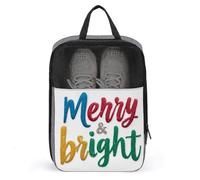 Merry and Bright in borsa per scarpe colorata glitterata per viaggi uso quotidiano custodia antipolvere per scarpe da golf