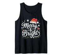 Merry And Bright Red Santa Hat Christmas Lights Holiday Matching Canotta