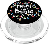 Merry And Bright Red Santa Hat Christmas Lights Holiday Matching PopSockets PopGrip per MagSafe