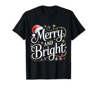 Merry And Bright Red Santa Hat Christmas Lights Maglietta
