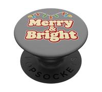 Merry and Bright Season Greetings Elegante Natale Retro PopSockets PopGrip Adesivo