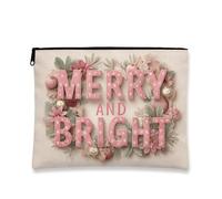 Merry and Bright - Trousse da viaggio con motivo floreale, vintage, per cosmetici, da donna, in tela, con cerniera, per la cura della pelle, Pesca, 7x9 Inch, floreale