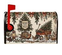 Merry and Wild - Coperture magnetiche per cassetta postale con fagiano, 53 | A tema bosco, copertura per cassetta delle lettere, vagone rustico, stile artistico vintage, accenti di rami di pino