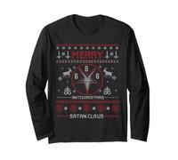 Merry Anti Christmas Satana Claus Gothic Brutto Natale Maglia a Manica