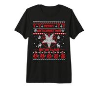 Merry Anticristma Satana Claus Pentagram Upside Down Cross Maglietta Premium