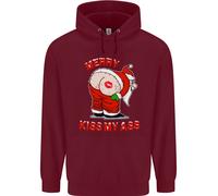 Merry Bacio il Mio Ass Divertente Natale Maleducato Bambini Felpa con Cappuccio