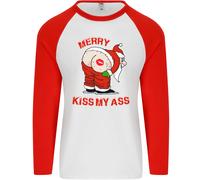 Merry Bacio il Mio Ass Divertente Natale Uomo L/S Baseball T-Shirt