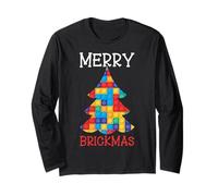 Merry Brickmas Block Building Brick Christmas Master Builder Maglia a Manica