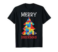 Merry Brickmas Block Building Brick Christmas Master Builder Maglietta
