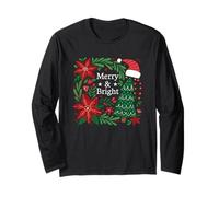Merry & Bright Natale Holiday Festive Cheer Maglia a Manica