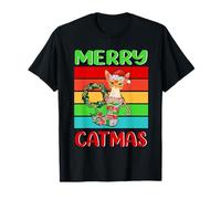 Merry Catmas Abyssinian Christmas Cat Kitty Funny Xmas Maglietta