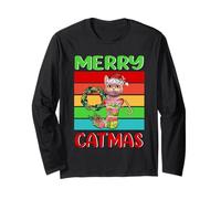 Merry Catmas British Shorthair Cat Christmas Kitty Xmas Maglia a Manica