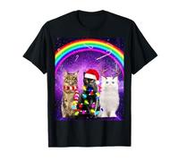 Merry Catmas Cat Christmas in Space Funny Kittens Cats Xmas Maglietta