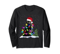 Merry Catmas Cat Christmas Tree Lights Xmas Kittens Lovers Maglia a Manica