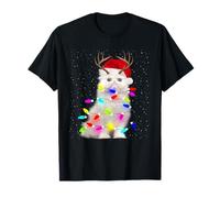Merry Catmas Cat Christmas Tree Lights Xmas Kittens Lovers Maglietta