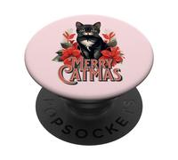 Merry Catmas Christmas Cat Mom Feline Lover Festivity PopSockets PopGrip Adesivo