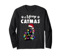 Merry Catmas Funny Cat Christmas Xmas Kittens Lovers Maglia a Manica