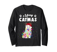 Merry Catmas Funny Cat Christmas Xmas Kittens Lovers Maglia a Manica