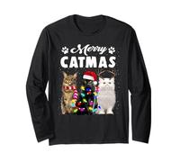 Merry Catmas Funny Cat Christmas Xmas Kittens Lovers Maglia a Manica