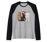 Merry Catmas Funny Cat Christmas Xmas Kittens Lovers Maglia con Maniche Raglan