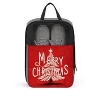 Merry Christams - Borsa porta scarpe da golf con albero su sfondo rosso, per viaggi e uso quotidiano, anti-polvere