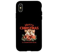 Merry Christmas & A Happy New Year (Grafica con gattino carino) Custodia per iPhone X/XS