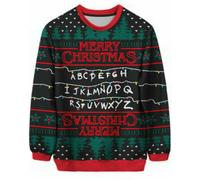 Merry Christmas Abc Stampato Felpa Donna Unisex Invernale Maglione