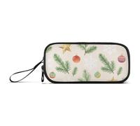 Merry Christmas - Astuccio in nylon con agrifoglio verde, ad alta capacità, per ragazze, cancelleria per bambini elementari