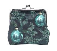 Merry Christmas Ball - Portafoglio portamonete da donna in pelle nera e verde, mini portafoglio porta carte di credito, per uomo e donna, da viaggio