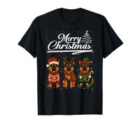 Merry Christmas Belgian Shepherd Reindeer Elf Santa Squad Maglietta