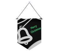 Merry Christmas Bell Black White banner per appendere con asta telescopica festa banner decorazioni cortile all'aperto per Festival e giorno speciale
