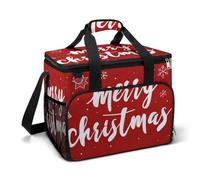 Merry Christmas Bells on Red Camping Cooler Bag isolato Beach Coolers Portable Leak Proof Borse con tracolla