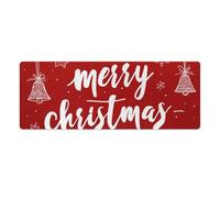 Merry Christmas Bells on Red Laptop Desk Pad 60 x 30 cm Tastiera Gaming Desk Mat antiscivolo bordo cucito tappetino da scrivania per lavoro, gioco, ufficio, casa