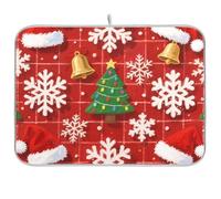 Merry Christmas Bianco Fiocco di Neve Cappello di Natale Cucina Contatore tappetino tappetino Sotto Scolapiatti Stuoia di essiccazione Cucina mat Grande 18 x 24