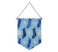Merry Christmas Blue Christmas Stockings banner gancio per parete con asta telescopica banner cortile decorazioni da appendere per porte, pareti, finestre, giardini, cortile suministros para fiesta de