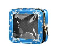 Merry Christmas Blue Snowflakes Clear Makeup Bag per borsa da toilette borsa da viaggio per cosmetici da viaggio