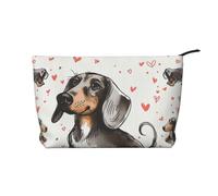 Merry Christmas - Borsa per cosmetici con stampa artistica, piccola borsa per il trucco, in velluto a coste, multifunzionale, da viaggio, con cerniera in metallo, per donne e ragazze, I Love My Dog