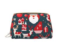 Merry Christmas - Borsa porta trucchi in pelle con cerniera, per articoli vari, bianco, Taglia unica