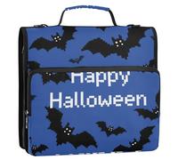 Merry Christmas - Borsa portadocumenti con cerniera a 3 anelli, motivo a scacchi rosso e blu, 3,8 cm, con tracolla, facile da trasportare, per scuola media