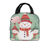 Merry Christmas - Borsa termica per il pranzo con pupazzo di neve, riutilizzabile, portatile, a tenuta stagna, con tasca frontale, per viaggi, picnic, ufficio, lavoro