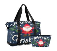 Merry Christmas - Borsone da viaggio con nani dei cartoni animati, borsa da viaggio per weekend, con borsa da toilette per aereo, set da 2 pezzi, Nani dei cartoni animati di Buon Natale, 1 size